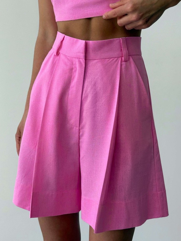 Linen Pant Wide - Shorts Casuais de Linho de Perna