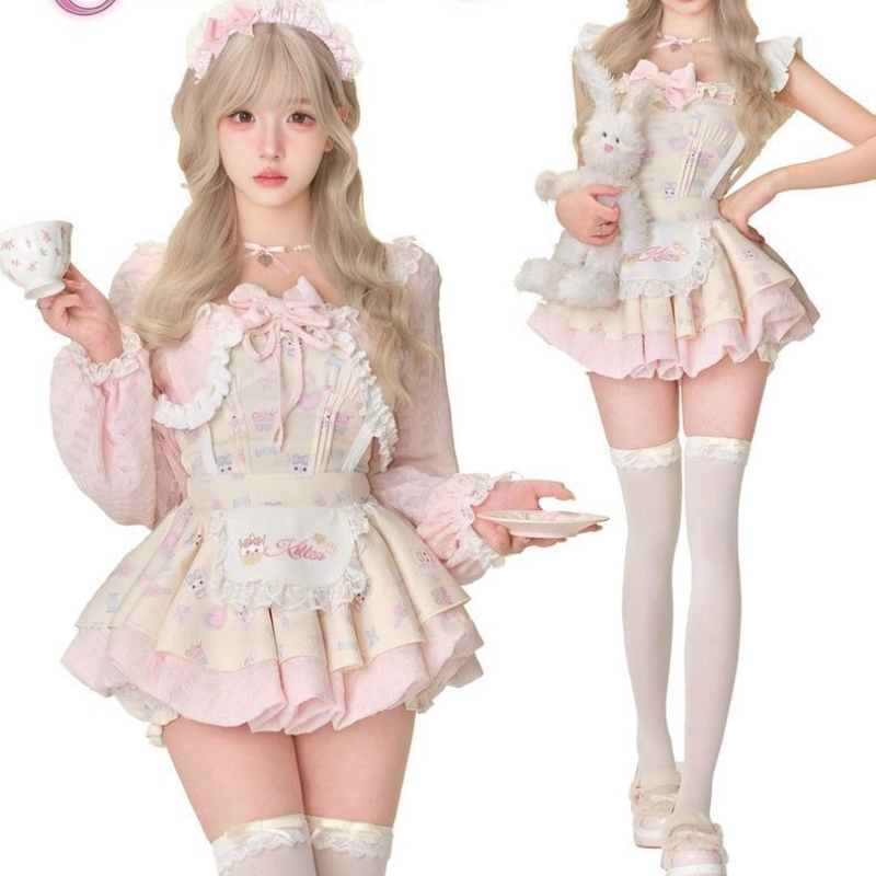 Japonês doce lolita estilo 3 p - Crop Top Crochet avaliação e preço