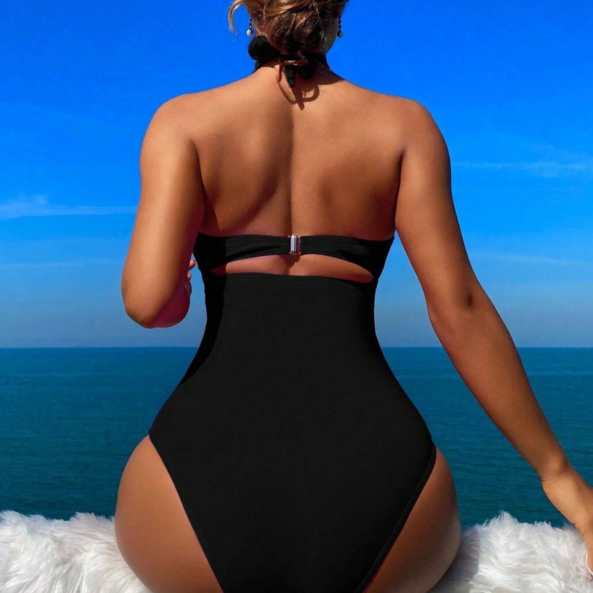 Maiô Feminino Preto com Decote - Swimsuit Bikini Ruched avaliação e preço