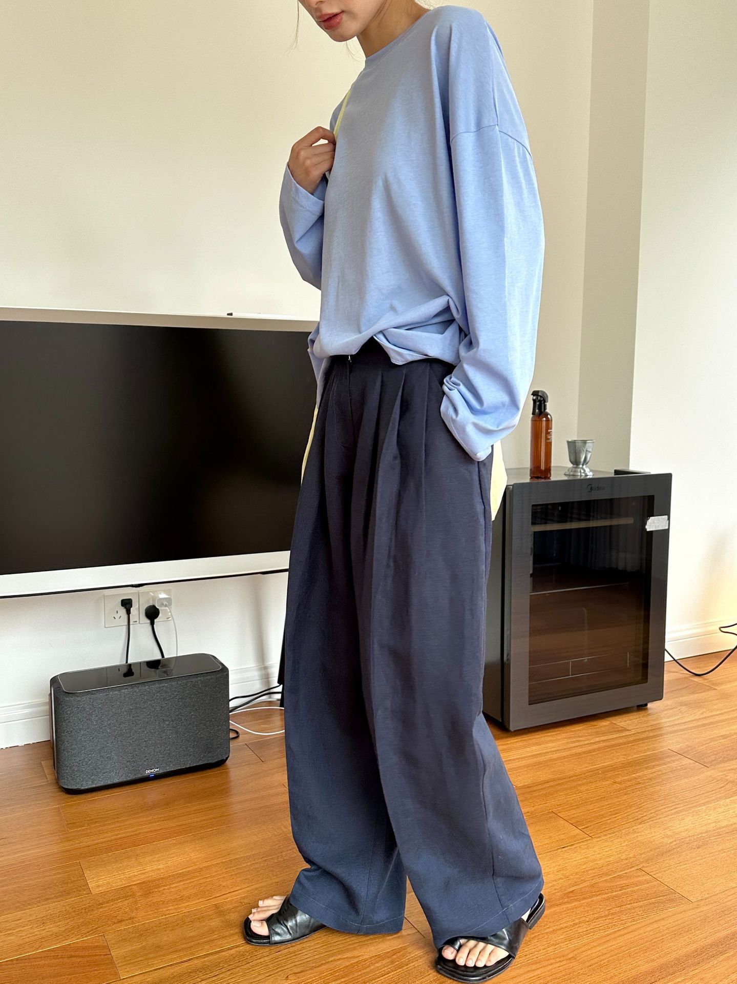 Calças Casuais de Linho com Pe - Linen Pant Wide avaliação e preço