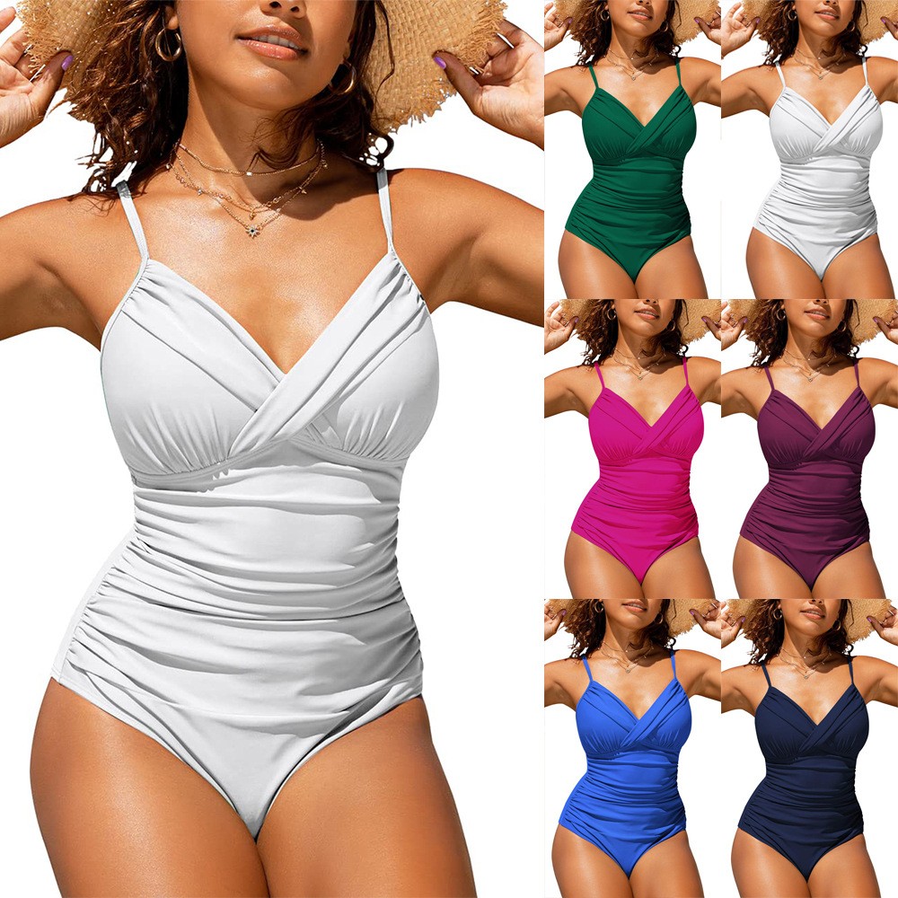 Maiô Feminino Tankini Sólido V - Swimsuit Bikini Ruched avaliação e preço