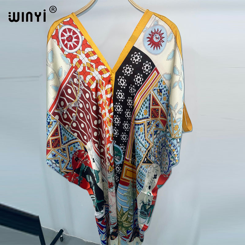WINYI-Vestido de praia boêmio  - Cover Up Kaftan avaliação e preço