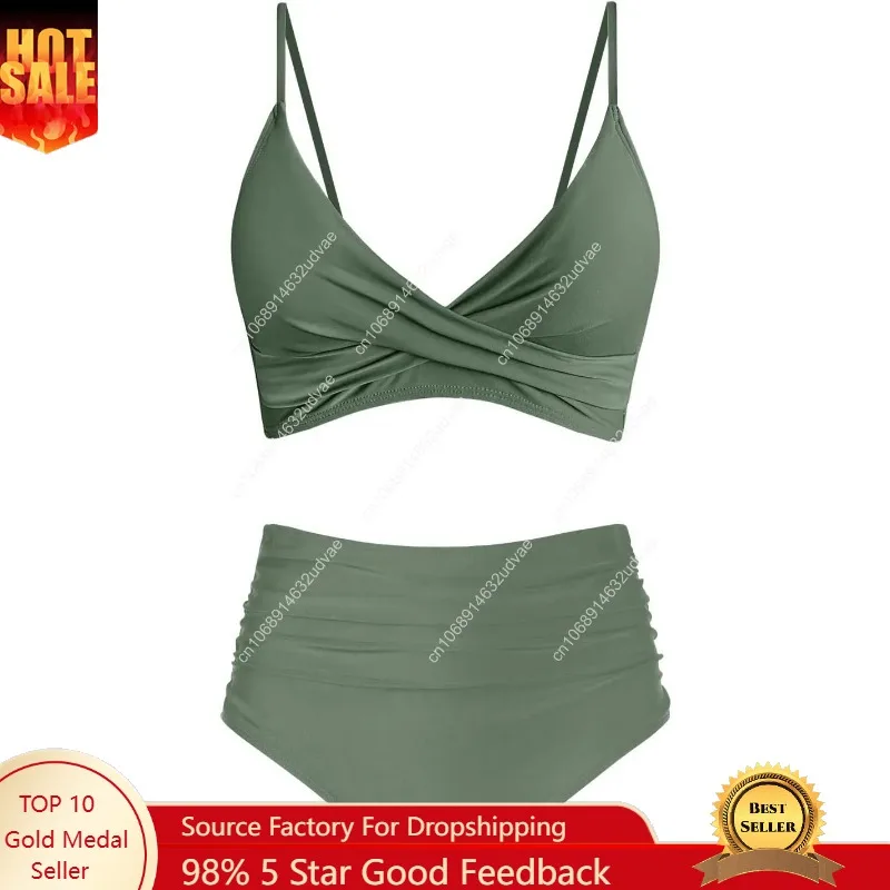 Conjuntos de biquíni femininos - Swimsuit Bikini Ruched avaliação e preço